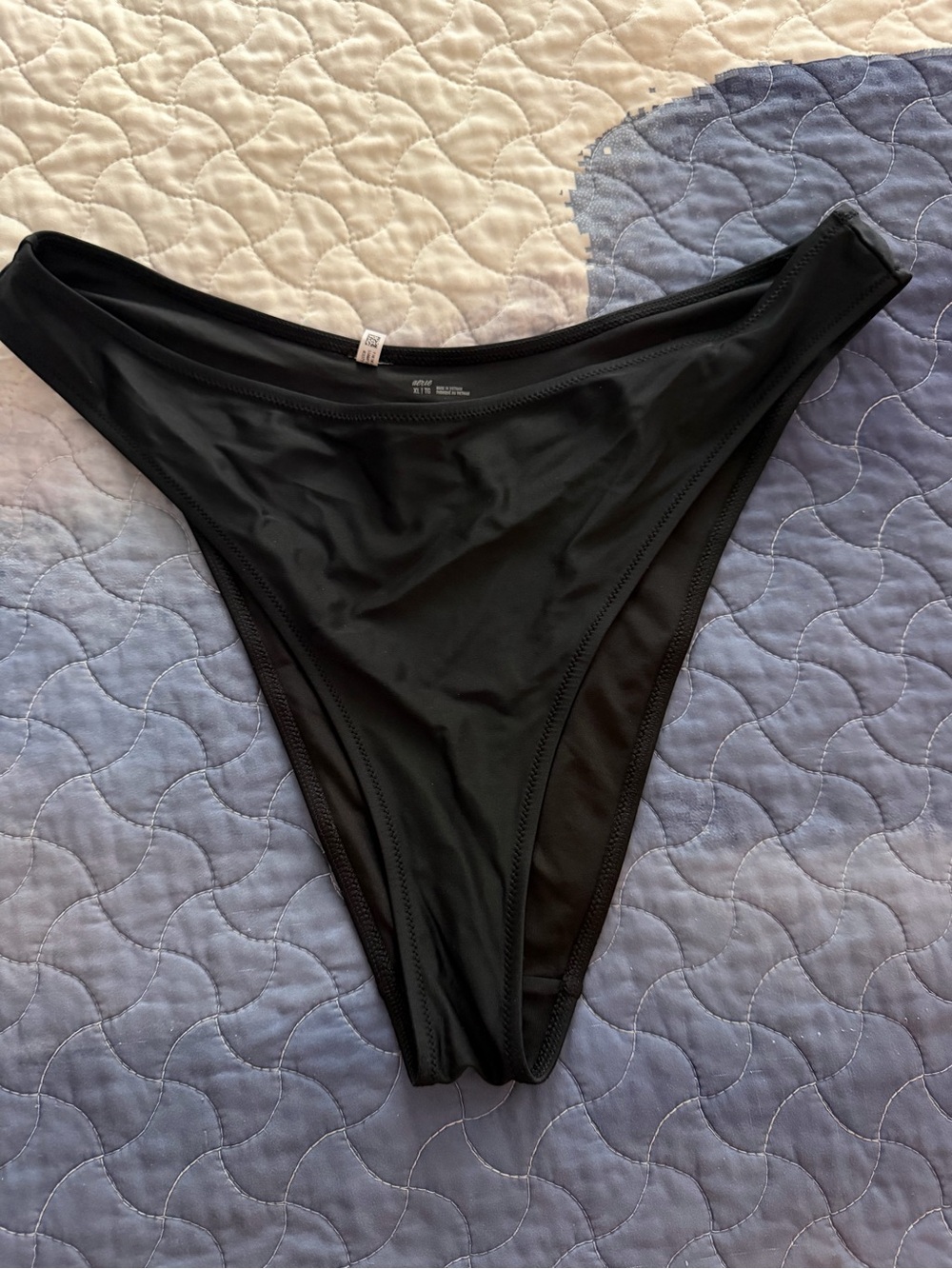 aerie Black and Green High-Cut Bikini Bottom- XL